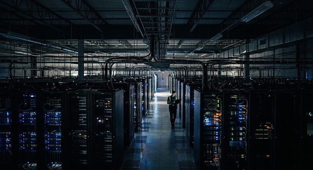 Rows of servers in a datacenter